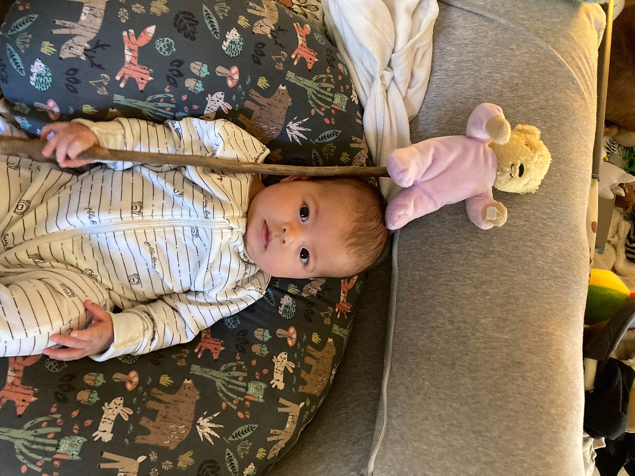 Imogen joined the competition — help win amazing prizes! baby, baby_products, baby_toddler_clothing, child, comfort, linens, pattern, person, room, sitting, skin, sleeve, textile, toddler, toy, tree, wood