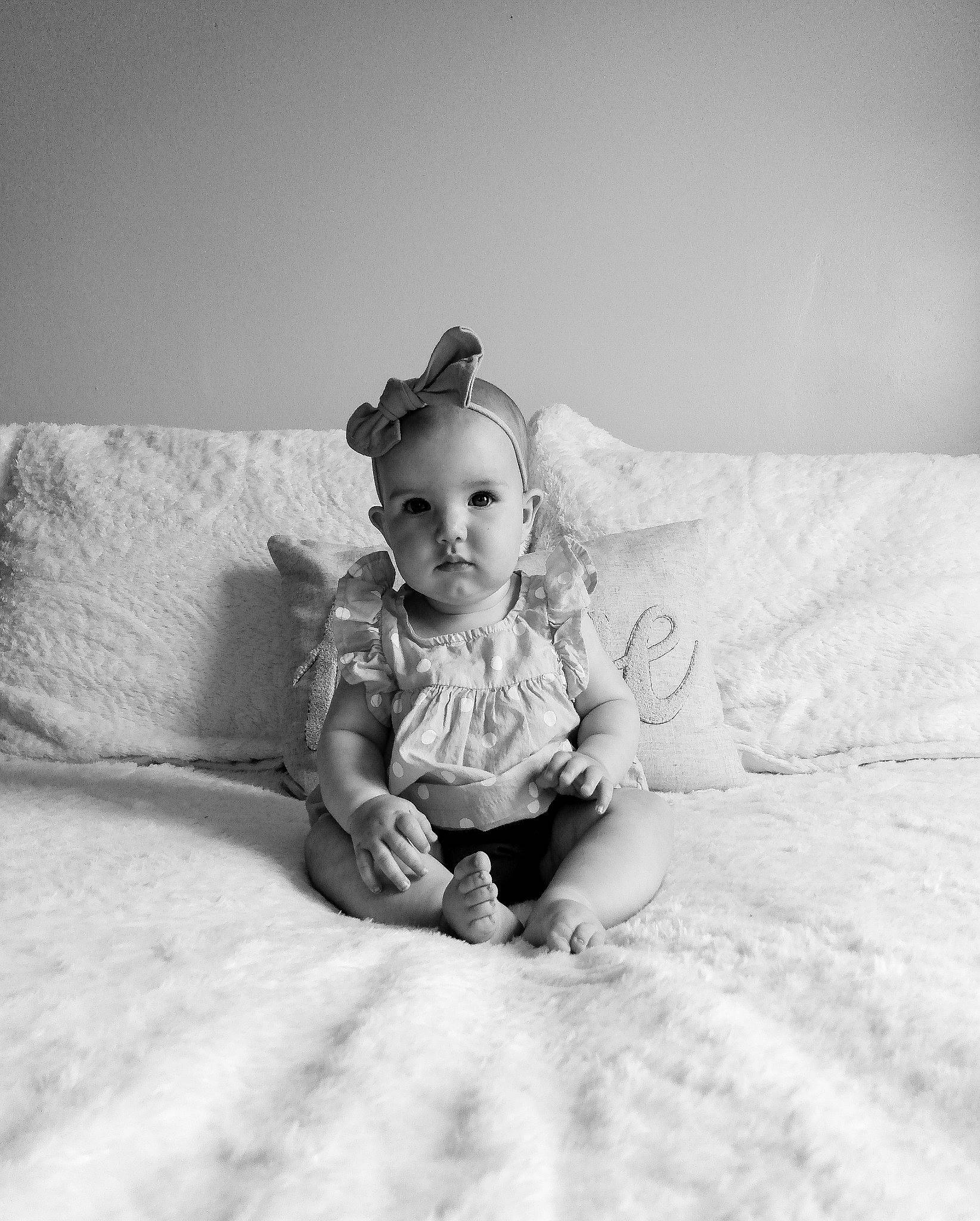 Murphy joined the competition — help win amazing prizes! baby, black, black_and_white, child, eye, joint, monochrome, monochrome_photography, people, person, photograph, photography, portrait_photography, room, sitting, skin, smile, snapshot, stock_photography, toddler