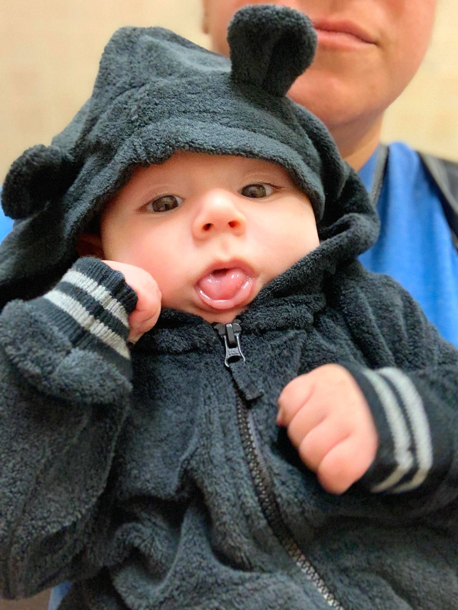 Johnathon joined the competition — help win amazing prizes! baby, cheek, child, ear, finger, headgear, headwear, hood, knit_cap, nose, organ, outerwear, person, skin, toddler, wool