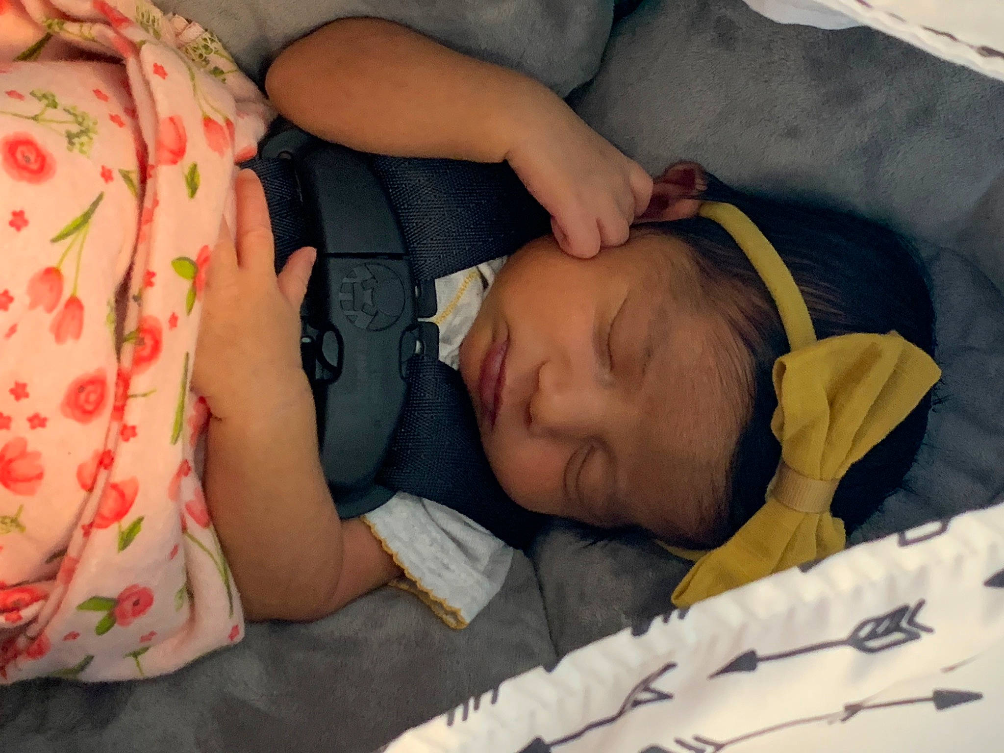 Calie is registered to the contest to win money with this photo: baby, baby_products, baby_sleeping, baby_toddler_clothing, bed, bedding, bedtime, cheek, child, comfort, infant_bed, linens, mammal, nap, person, product, room, skin, textile, toddler