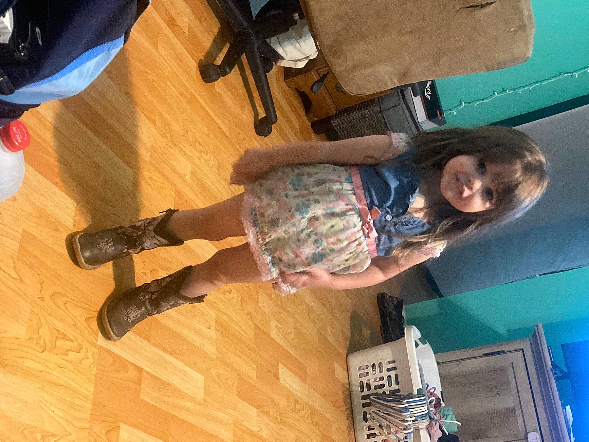 Kiera joined the competition — help win amazing prizes! blue, electric_blue, flooring, foot, hardwood, human_leg, joint, knee, laminate_flooring, leg, outdoor_shoe, person, shoe, smile, sneakers, sock, thigh, varnish, walking_shoe, wood