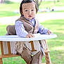toddler, child, high_chair, outdoor, birthday, number_one, suit, shirt, sock, face, person, cute, portrait, baby, celebration, park, grass, daylight, smile, young