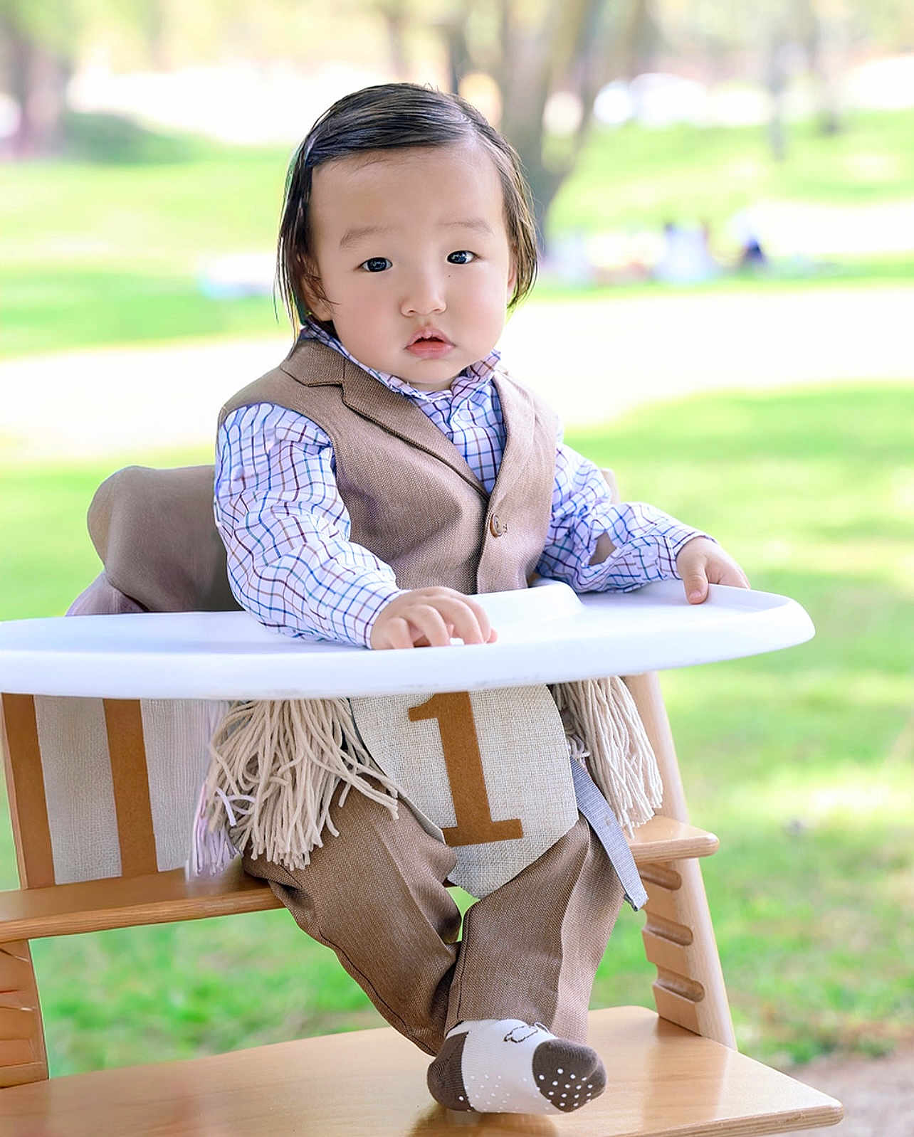 Erkhes joined the competition — help win amazing prizes! toddler, child, high_chair, outdoor, birthday, number_one, suit, shirt, sock, face, person, cute, portrait, baby, celebration, park, grass, daylight, smile, young