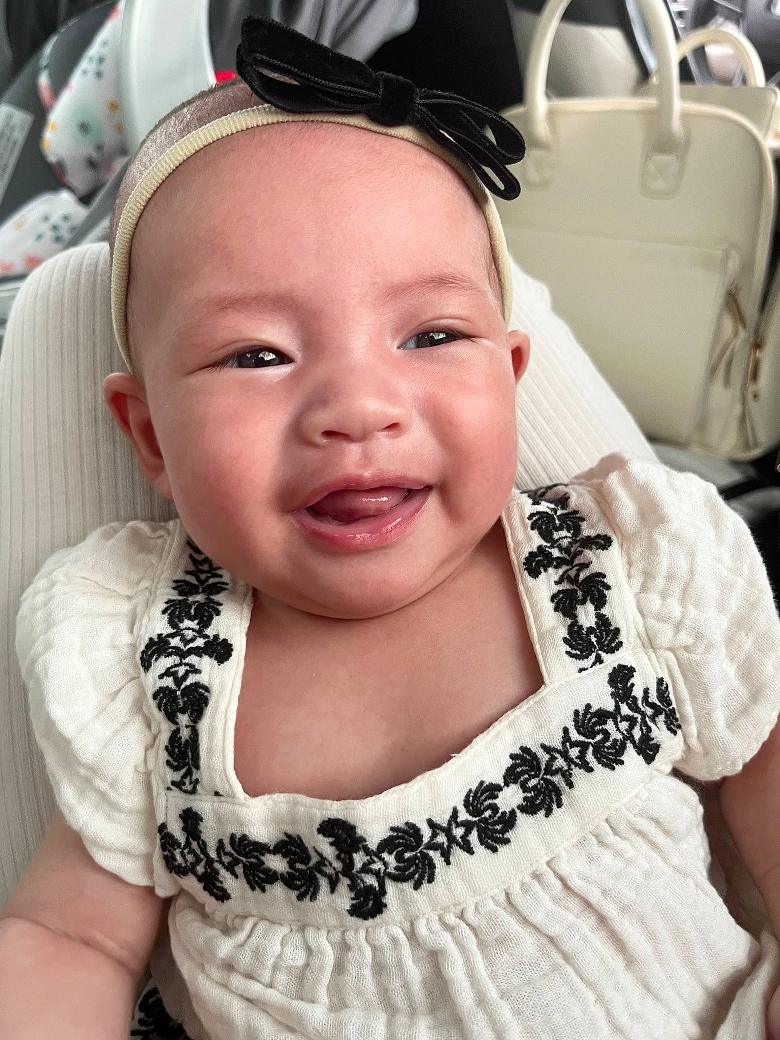 Anaïs joined the competition — help win amazing prizes! audio_equipment, baby_toddler_clothing, cheek, child, chin, cool, dress, eye, eyebrow, eyelash, flash_photography, happy, iris, lip, neck, person, skin, sleeve, smile, toddler