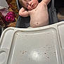 toddler, sleeping, high_chair, food_smudges, messy, child, indoor, tray, skin, hair, arms, face, mouth, closed_eyes, wood_floor, plastic, seat, relaxed, nap, mess