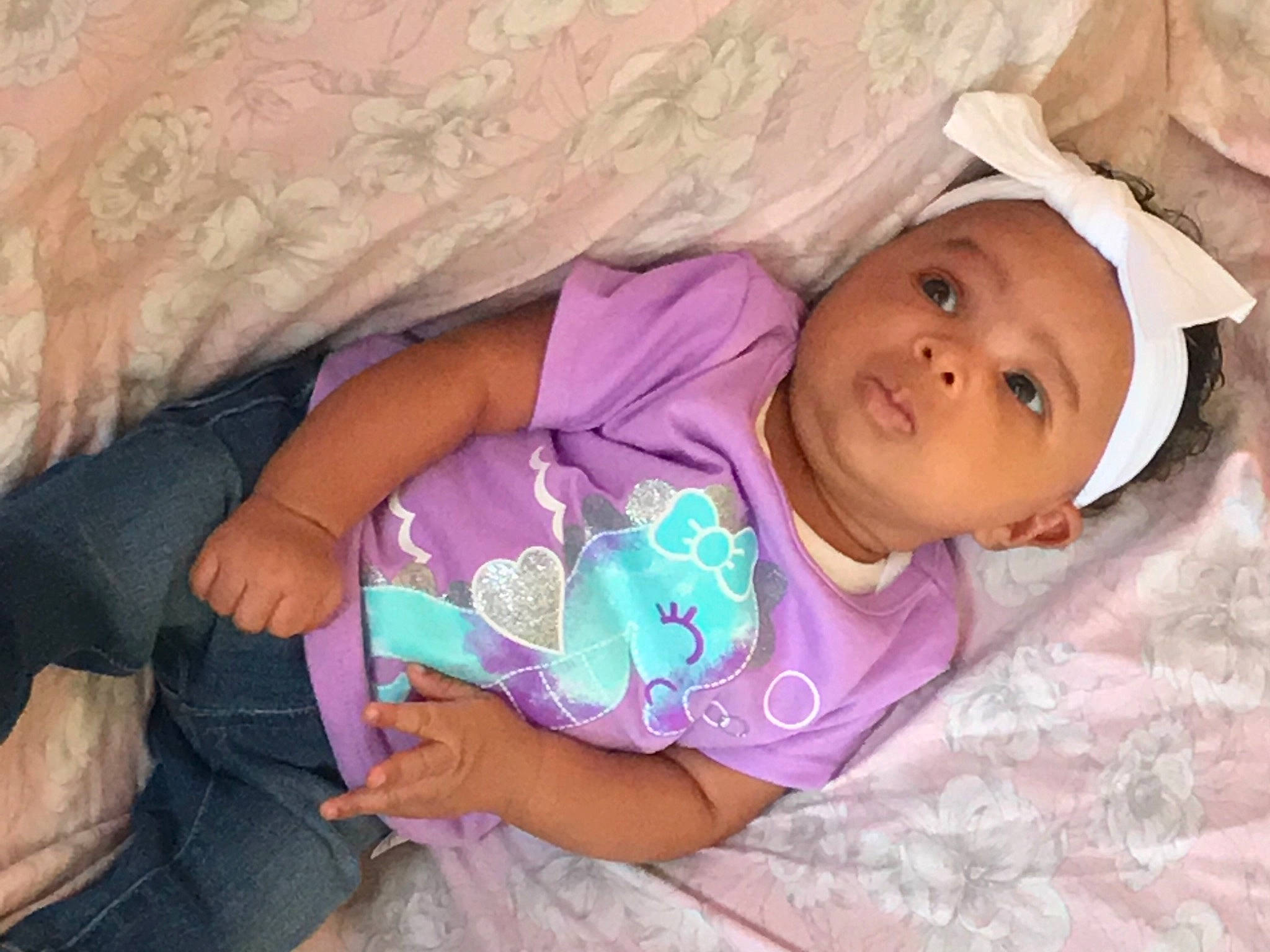 Saharah is registered to the contest to win money with this photo: baby, baby_products, bedtime, birth, cheek, child, headwear, person, pink, product, toddler