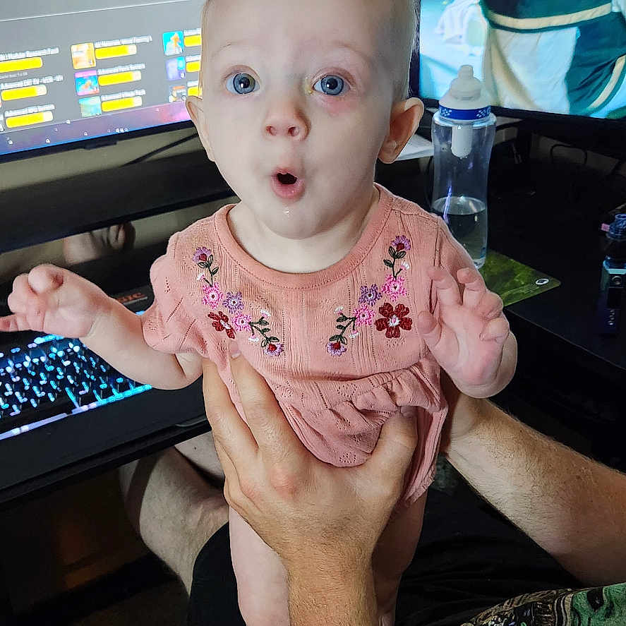 Autumn joined the competition — help win amazing prizes! adult, baby, bodypart, clothing, computer, computerhardware, computerkeyboard, electronics, face, finger, glove, hand, hardware, head, monitor, person, photography, portrait, screen, tv