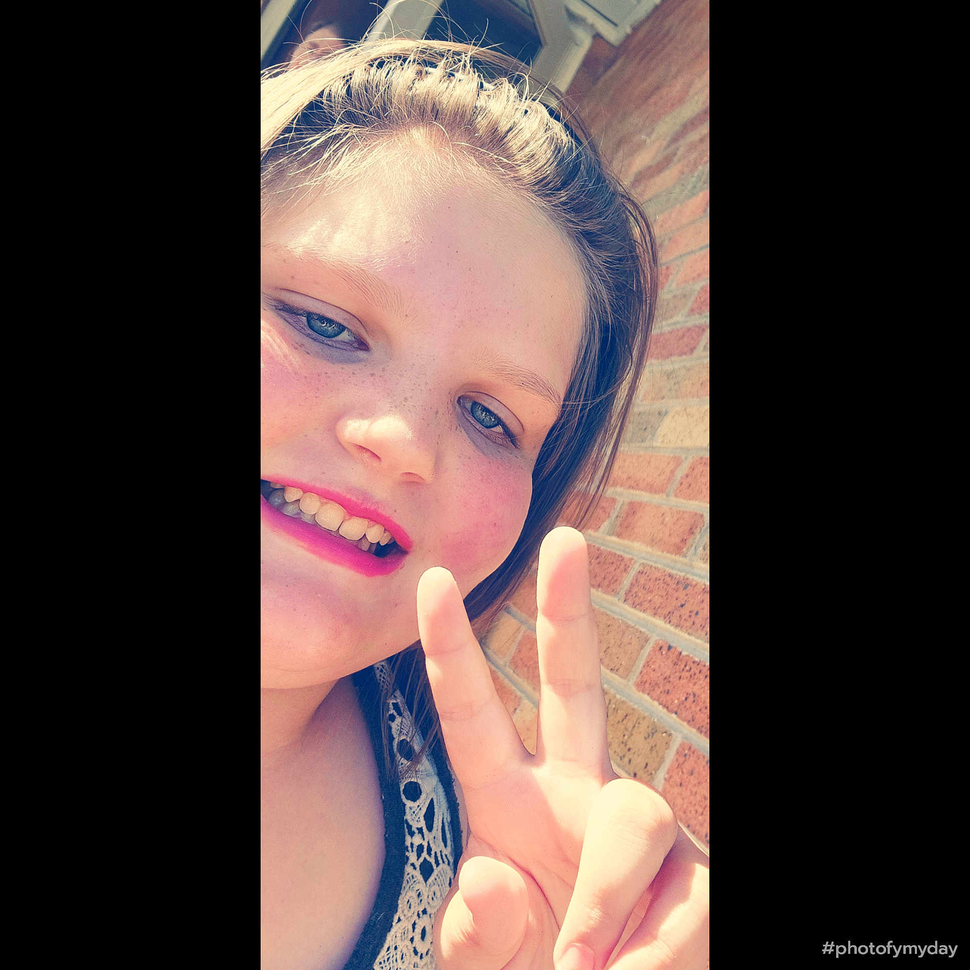 Liliana is registered to the contest to win money with this photo: accessories, bodypart, brick, child, face, female, finger, girl, hand, happy, head, jewelry, mouth, person, photography, portrait, ring, selfie, smile, teeth