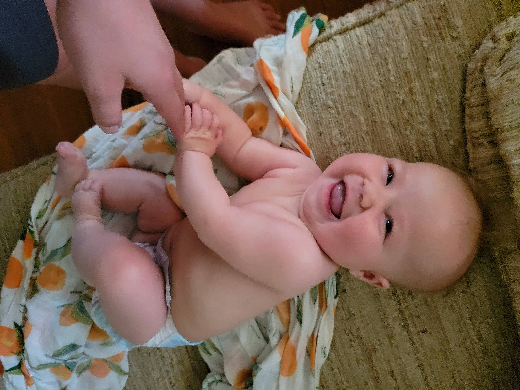 Rózaleigh is registered to the contest to win money with this photo: baby, baby_toddler_clothing, cheek, comfort, diaper, eye, face, finger, hand, happy, head, human_body, mouth, nail, nose, person, skin, smile, thigh, thumb