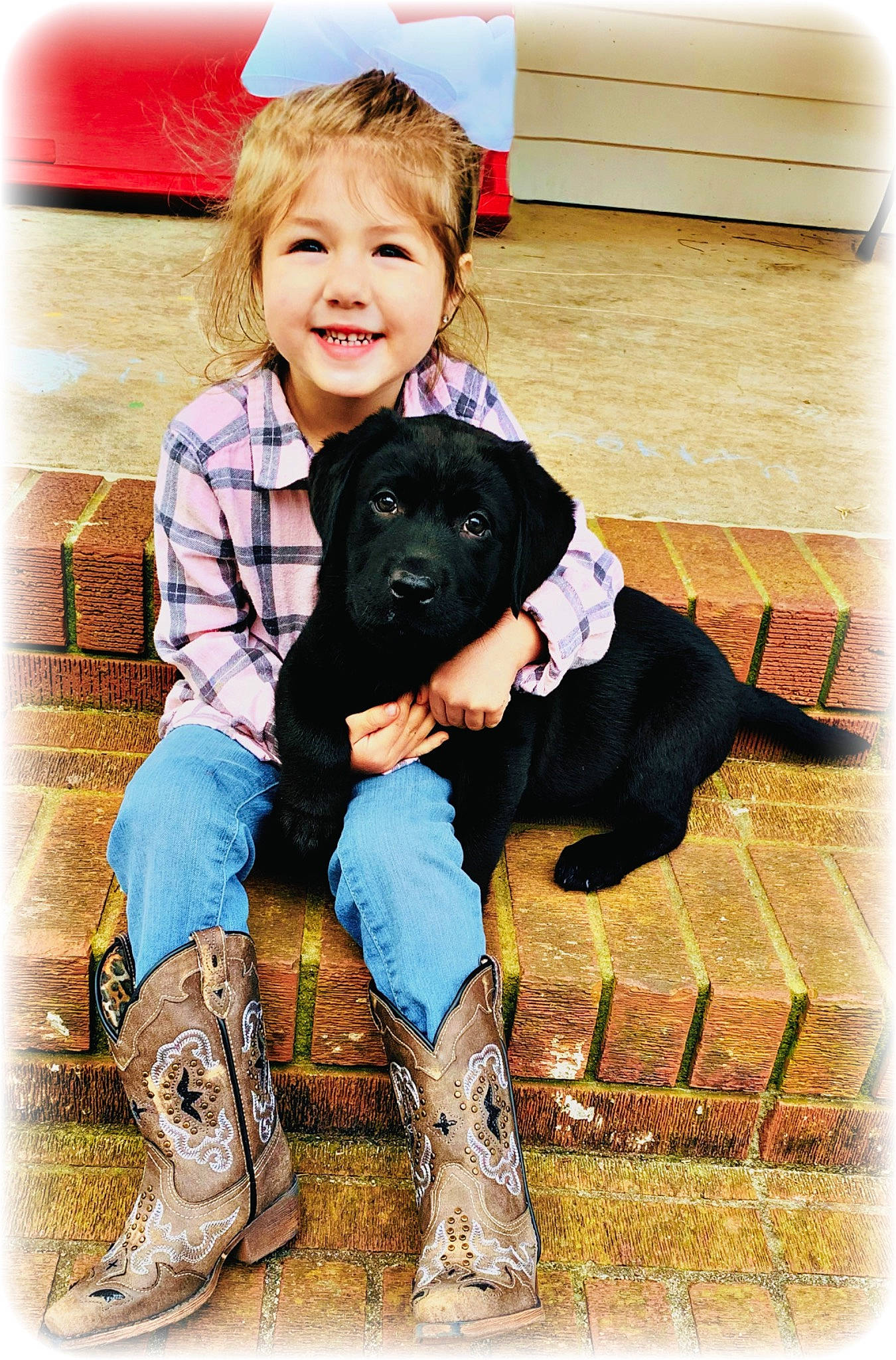 Aliza is registered to the contest to win money with this photo: baby_toddler_clothing, carnivore, child, companion_dog, denim, dog, dog_breed, face, fawn, footwear, happy, jeans, joy, person, shoe, sleeve, smile, sneakers, street_fashion, t_shirt