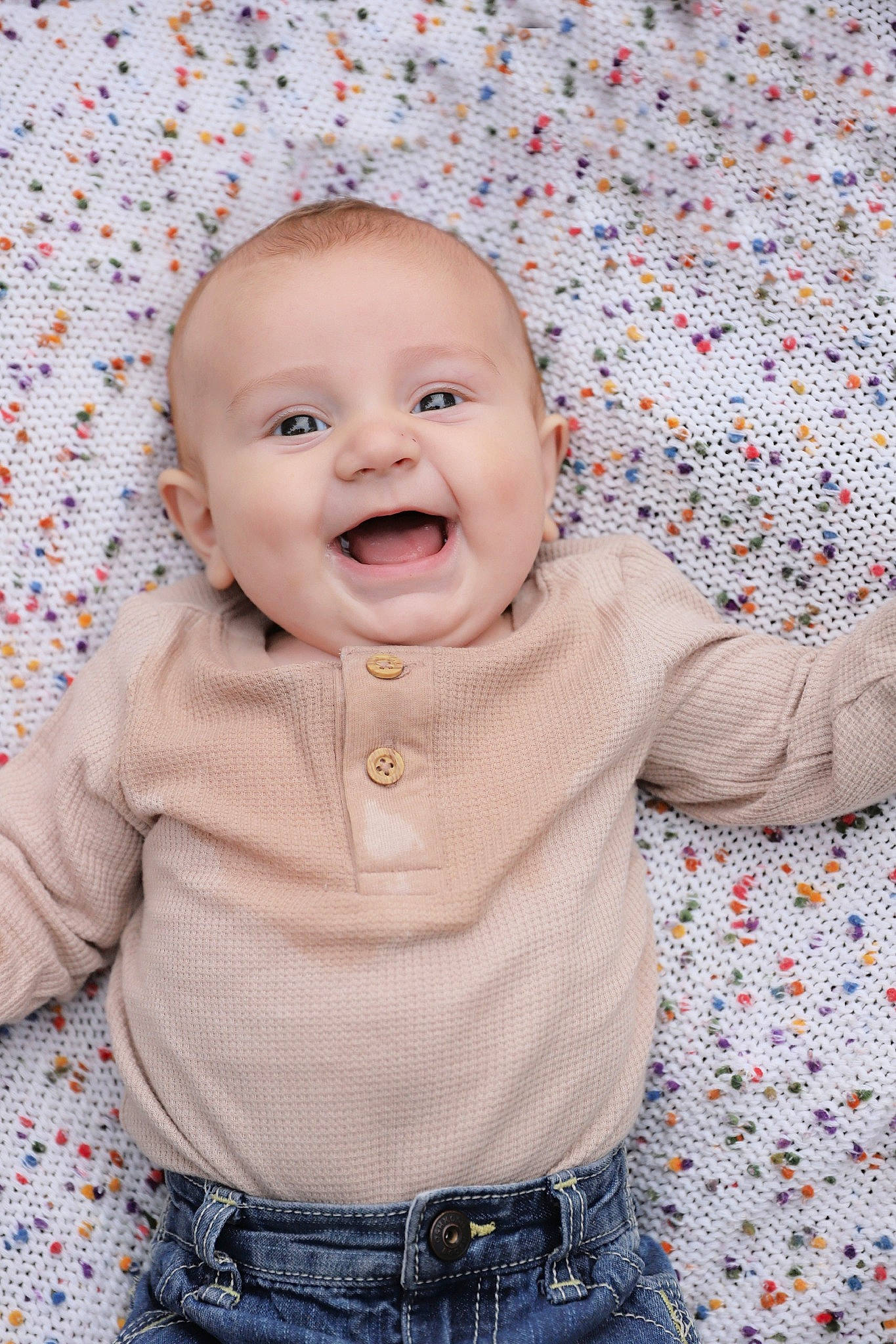 Bear joined the competition — help win amazing prizes! baby, baby_laughing, baby_toddler_clothing, cheek, chin, clothing, eye, face, fun, happy, head, nose, person, pink, product, skin, sleeve, smile, standing, textile