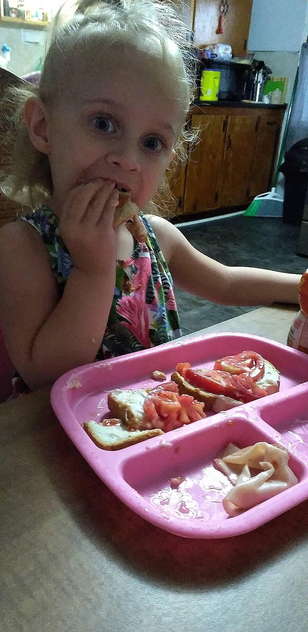 Micah is registered to the contest to win money with this photo: chair, child, chili_dog, cuisine, dish, face, fast_food, finger, food, food_craving, fork, ingredient, junk_food, person, photograph, plate, recipe, sharing, table, tableware