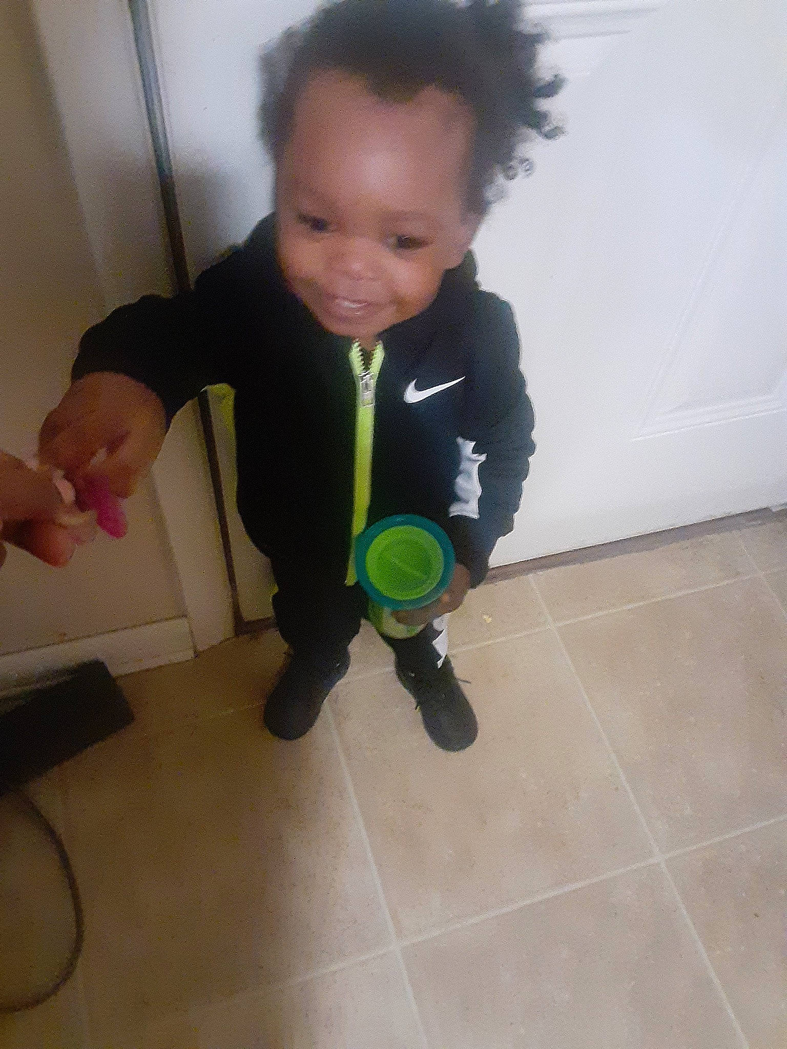 Tevin joined the competition — help win amazing prizes! child, floor, flooring, person, play, standing, toddler