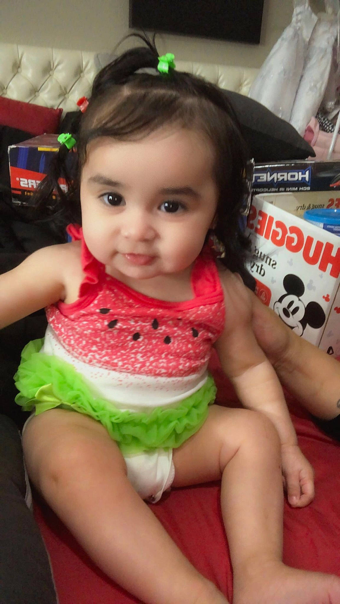 Destiny joined the competition — help win amazing prizes! baby, baby_toddler_clothing, cheek, child, chin, finger, fun, green, hair, hairstyle, happy, iris, lip, nose, person, product, skin, smile, thigh, toddler