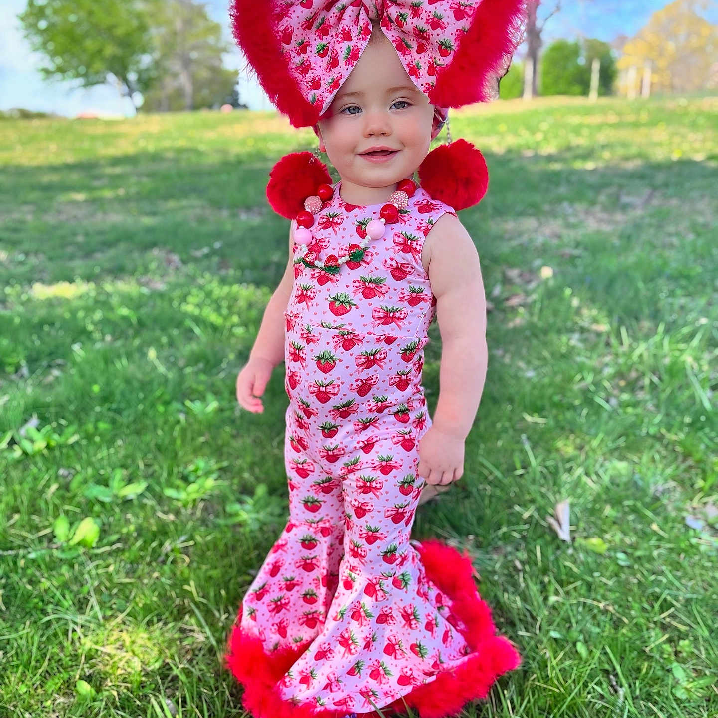 Presley joined the competition — help win amazing prizes! baby, clothing, costume, dress, face, formalwear, grass, happy, hat, head, lawn, nature, outdoors, park, person, photography, plant, portrait, smile, yard