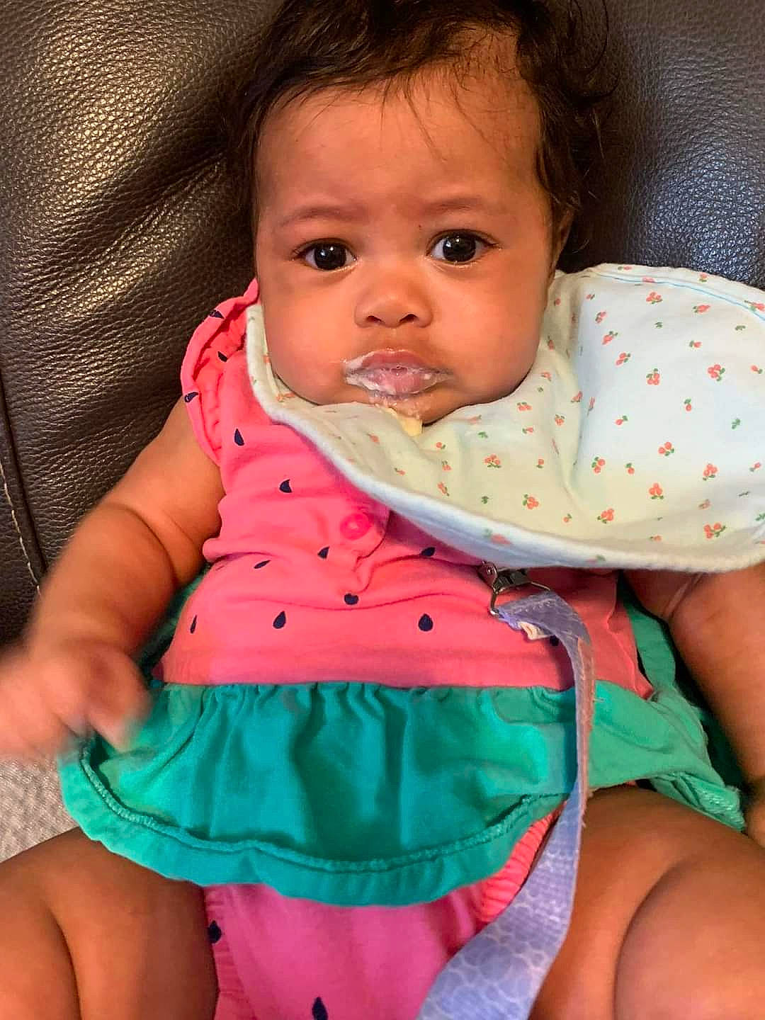 Aylah is registered to the contest to win money with this photo: arm, azure, baby_toddler_clothing, cheek, clothing, eye, face, facial_expression, hand, head, human_body, joint, lip, mouth, neck, nose, organ, person, product, skin