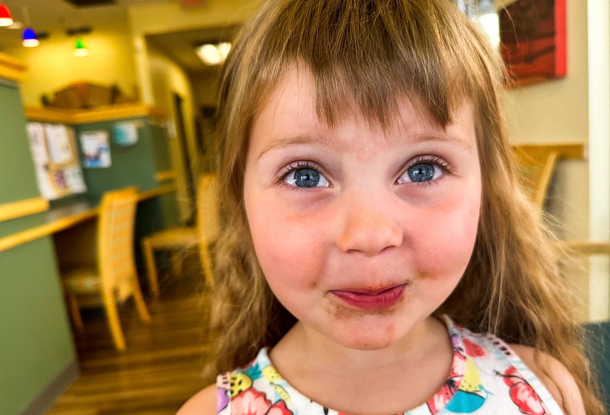 Jaiyda is registered to the contest to win money with this photo: bangs, brown_hair, cheek, child, chin, close_up, ear, event, eyebrow, eyelash, fun, hairstyle, happy, iris, lip, nose, person, picture_frame, skin, smile