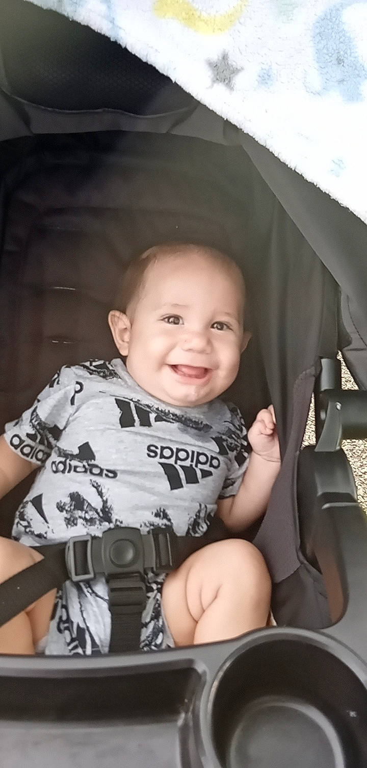 Kai joined the competition — help win amazing prizes! arm, auto_part, automotive_design, automotive_tire, baby, baby_carriage, car_seat, chair, child, comfort, finger, flash_photography, fun, happy, joy, person, skin, smile, t_shirt, tire