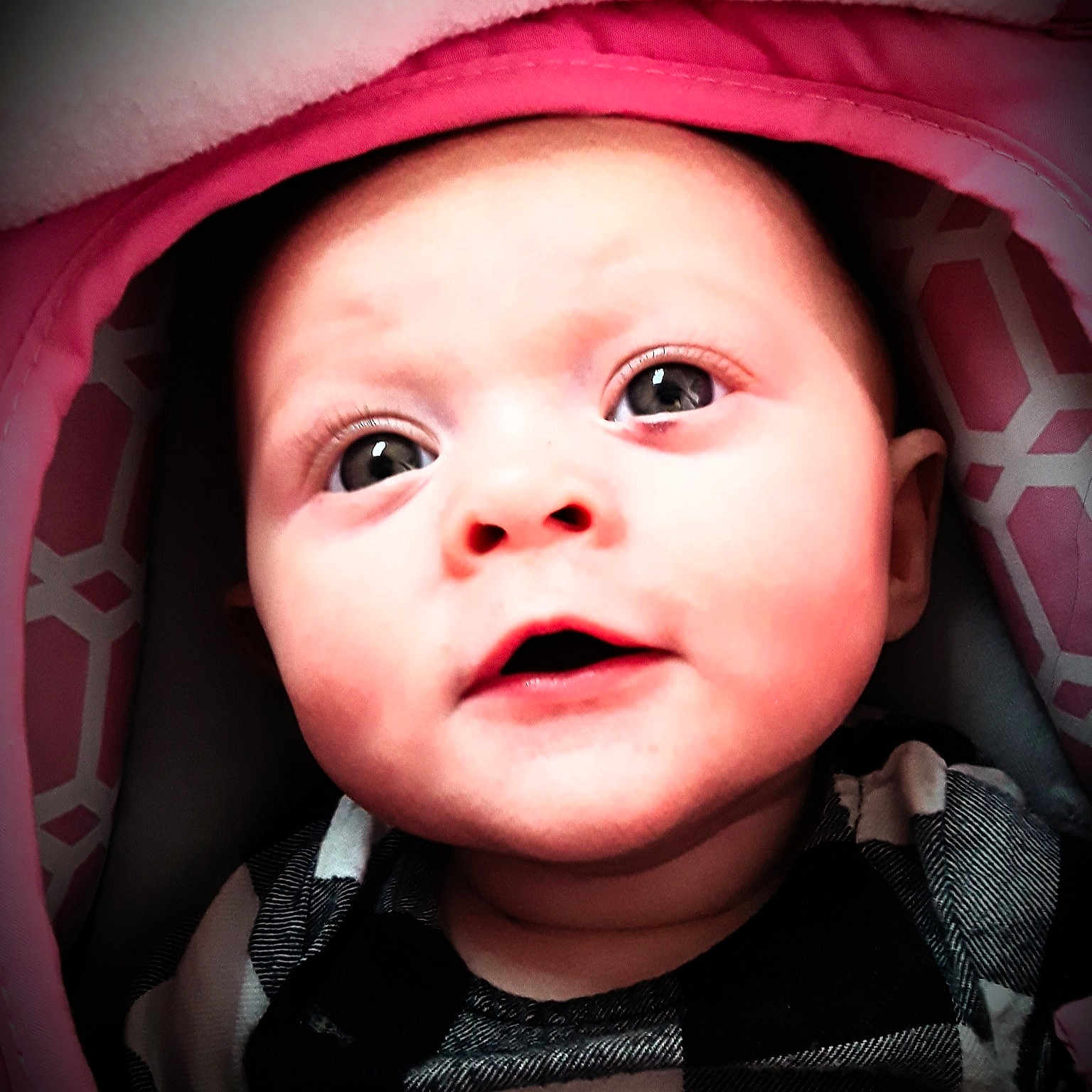 Layleigh joined the competition — help win amazing prizes! baby, cheek, child, chin, close_up, cool, eye, face, forehead, head, headgear, lip, mouth, nose, person, photography, pink, portrait, skin, smile