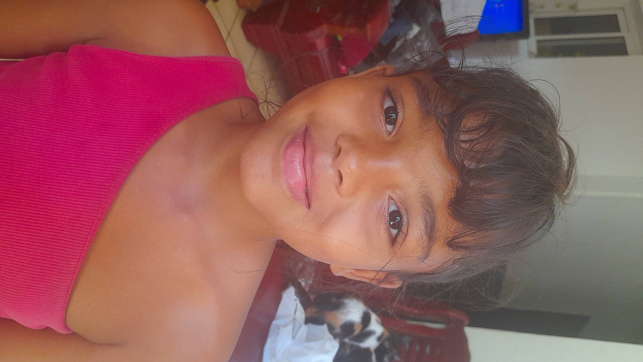 Angelique participe au concours pour gagner de l'argent avec cette photo : black_hair, cheek, chest, child, dress, ear, eyebrow, eyelash, forehead, gesture, happy, iris, jaw, joy, lip, mouth, nose, person, skin, smile