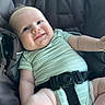 baby, babywear, child, clothing, cute, daylight, greenery, happy, harness, infant, outdoor, pathway, person, relaxed, seat, sitting, skin, smiling, stroller, young