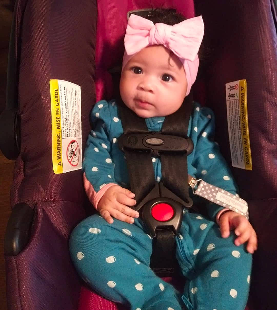 Taelynn joined the competition — help win amazing prizes! baby, car_seat, child, headwear, person, pink, sitting, toddler