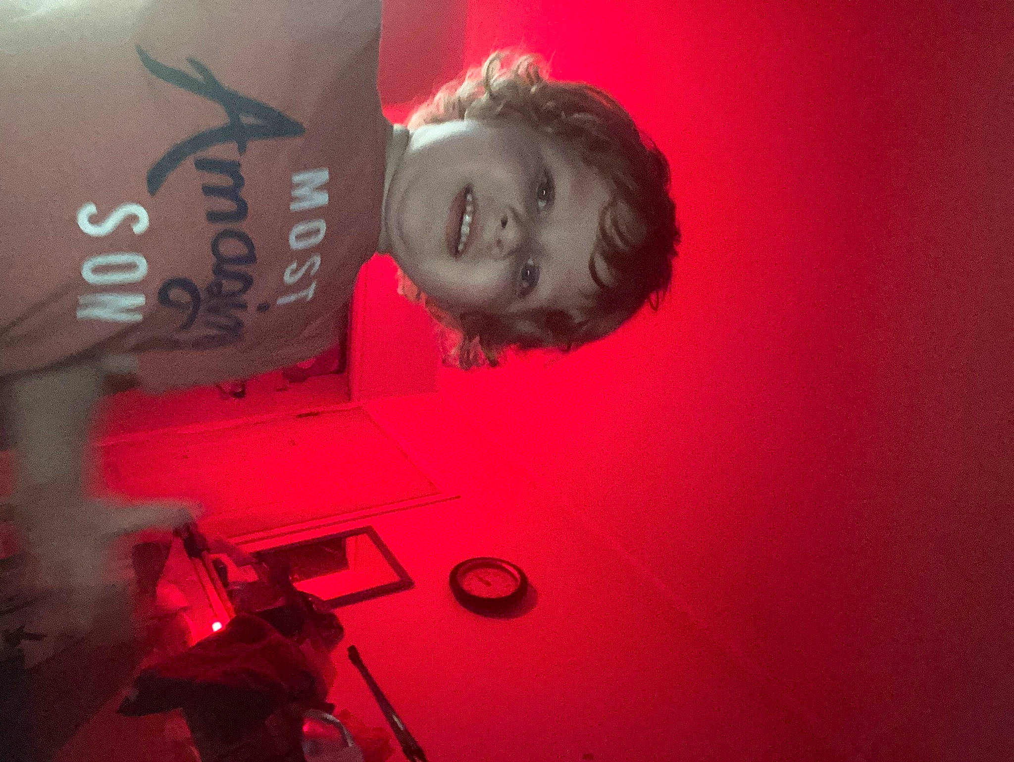 Michael is registered to the contest to win money with this photo: art, audio_equipment, carmine, electric_blue, entertainment, event, flash_photography, font, fun, graphic_design, graphics, joy, logo, magenta, music, person, room, sky, smile