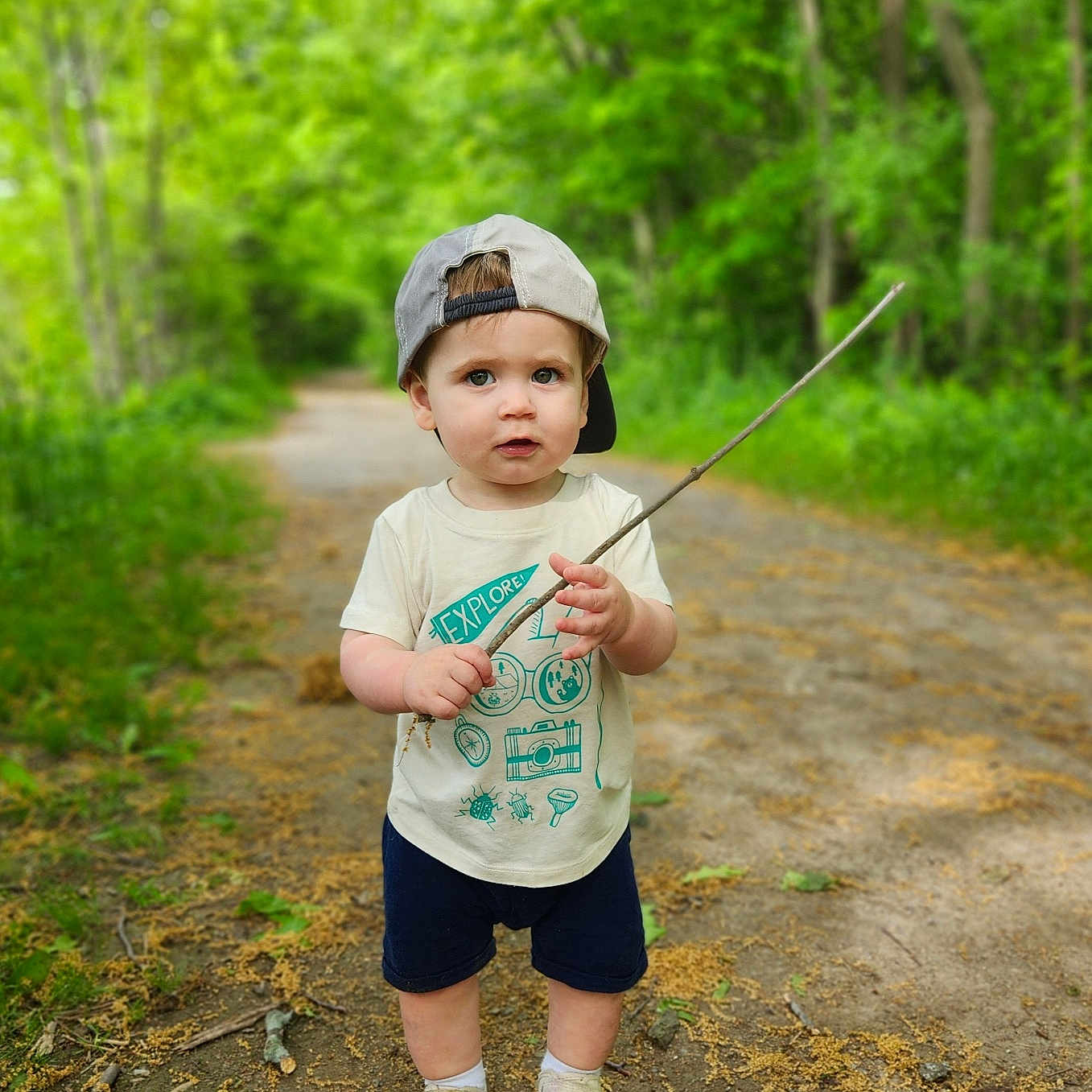 Laith joined the competition — help win amazing prizes! clothing, face, grass, head, land, nature, outdoors, path, person, photography, plant, portrait, shorts, soil, t_shirt, trail, tree, vegetation, walking, woodland
