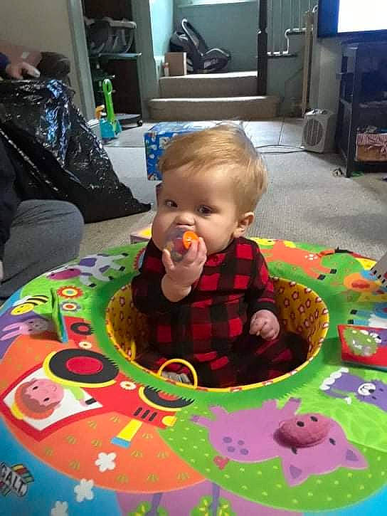 Thurman joined the competition — help win amazing prizes! baby, baby_products, baby_toddler_clothing, child, event, floor, flooring, fun, green, home_appliance, pattern, person, play, room, sitting, stuffed_toy, television, television_set, toddler, toy