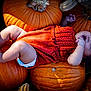 Malahney is registered to the contest to win money with this photo: baby, infant, pumpkin, orange, knitwear, diaper, fall, autumn, outdoor, smiling, cute, child, seasonal, harvest, nature, holiday, festive, celebration, portrait, happy