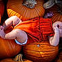 Malahney is registered to the contest to win money with this photo: baby, infant, pumpkin, orange_clothing, autumn, fall, cute, child, outdoor, seasonal, harvest, smiling, playful, diaper, knitwear, fingers, lying_down, nature, holiday, festive