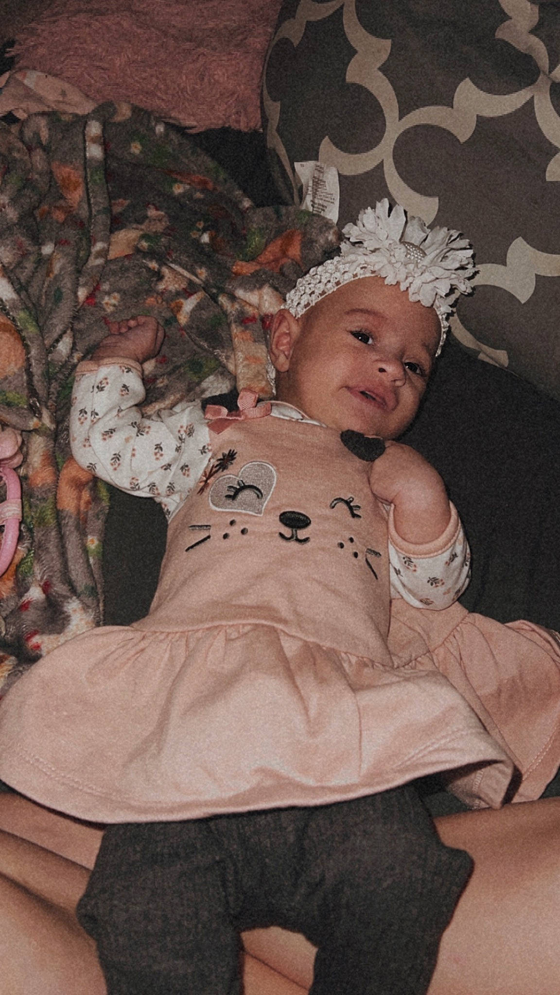 Leilani joined the competition — help win amazing prizes! art, baby, baby_toddler_clothing, child, costume, costume_hat, event, fawn, fun, fur, happy, headgear, headpiece, pattern, person, pink, room, sitting, smile, toddler