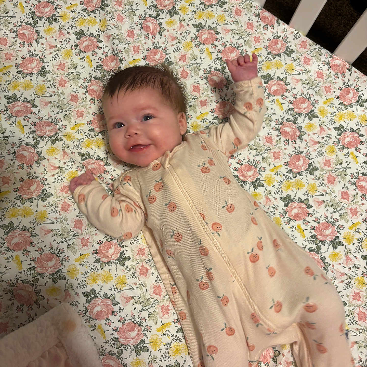 Neaveh Woodbury is registered to the contest to win money with this photo: baby, bed, blanket, bodypart, clothing, crib, face, finger, furniture, hand, head, homedecor, infantbed, longsleeve, pajamas, person, photography, portrait, quilt, sleeve