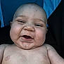 baby, infant, face, skin, chubby, smile, expression, closeup, head, shoulders, blue_background, black_background, happy, cute, child, portrait, human, young, naked_torso, funny_face