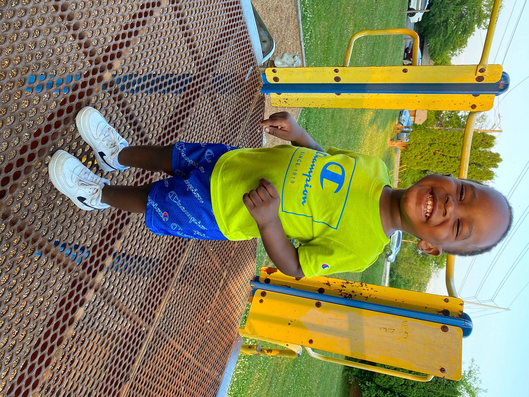 Zymere Hartsell joined the competition — help win amazing prizes! child, city, electric_blue, fun, grass, happy, joy, leisure, line, outdoor_play_equipment, person, plant, play, recreation, shorts, sky, smile, t_shirt, toddler, travel