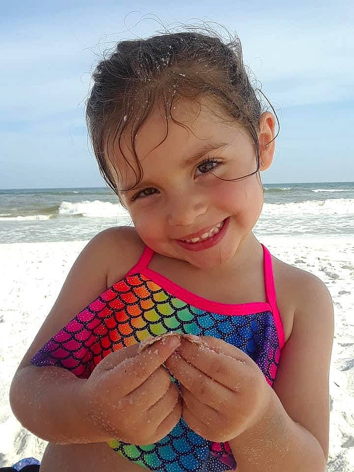 Sophee joined the competition — help win amazing prizes! beach, child, finger, fun, joy, neck, person, play, sand, smile, summer, swimwear, thumb, toddler, vacation