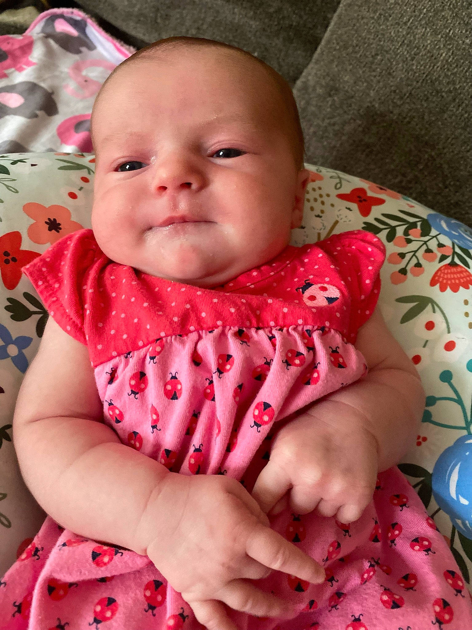 Raelynn Burchett joined the competition — help win amazing prizes! baby, baby_toddler_clothing, cheek, child, chin, collar, comfort, eye, finger, happy, iris, lip, mouth, neck, nose, person, pink, skin, sleeve, textile