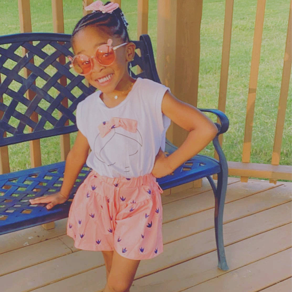 Nirvana joined the competition — help win amazing prizes! blue, chair, child, clothing, design, dress, furniture, joy, pattern, peach, person, pink, room, shoe, shorts, shoulder, sitting, t_shirt, textile, toddler