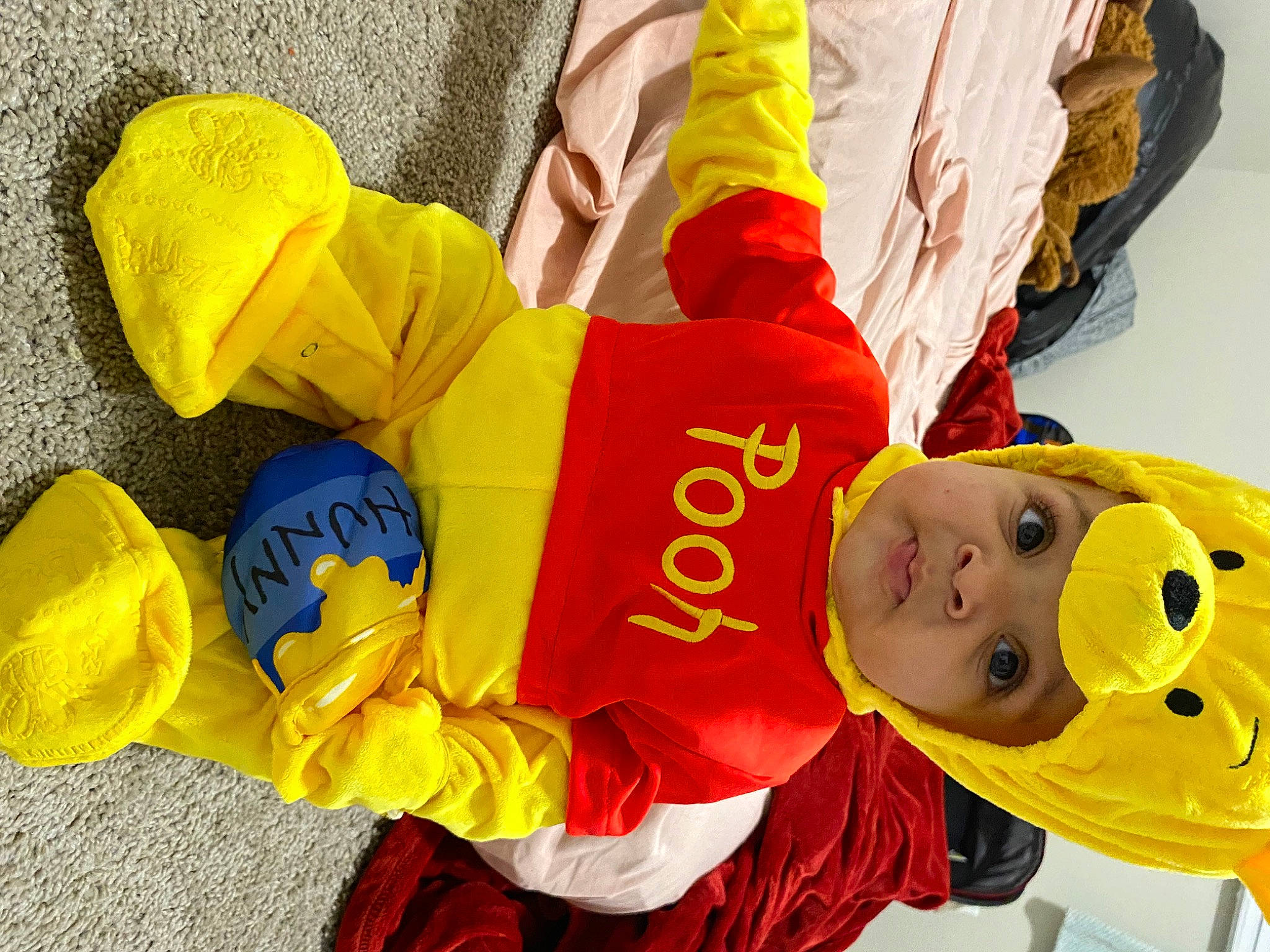 Kaisyn joined the competition — help win amazing prizes! child, clothing, costume, event, fictional_character, fun, glove, happy, hat, headgear, headwear, orange, person, personal_protective_equipment, red, sleeve, toddler, white, yellow