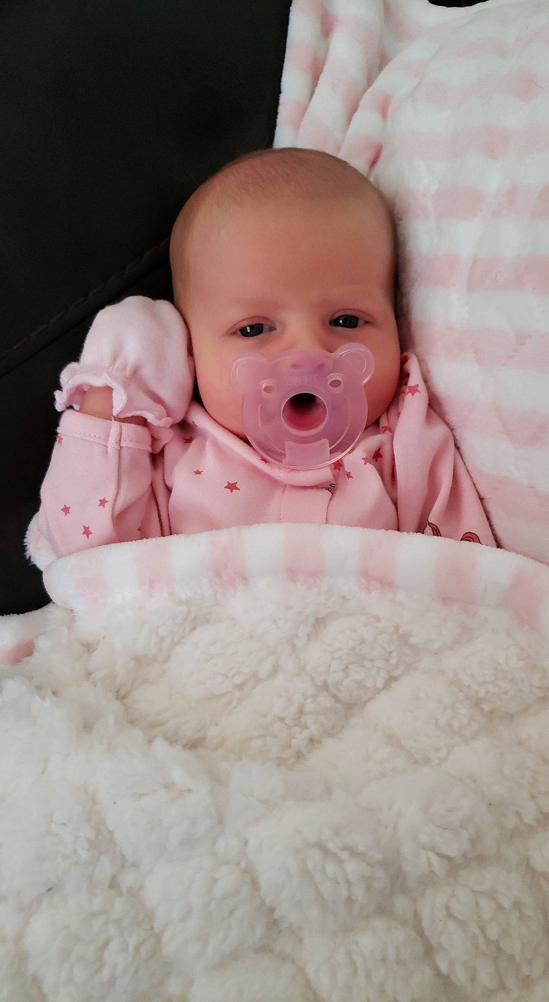 Mercedes is registered to the contest to win money with this photo: baby, cheek, child, eye, face, facial_expression, head, lip, mouth, nose, person, pink, skin, smile, textile, toddler