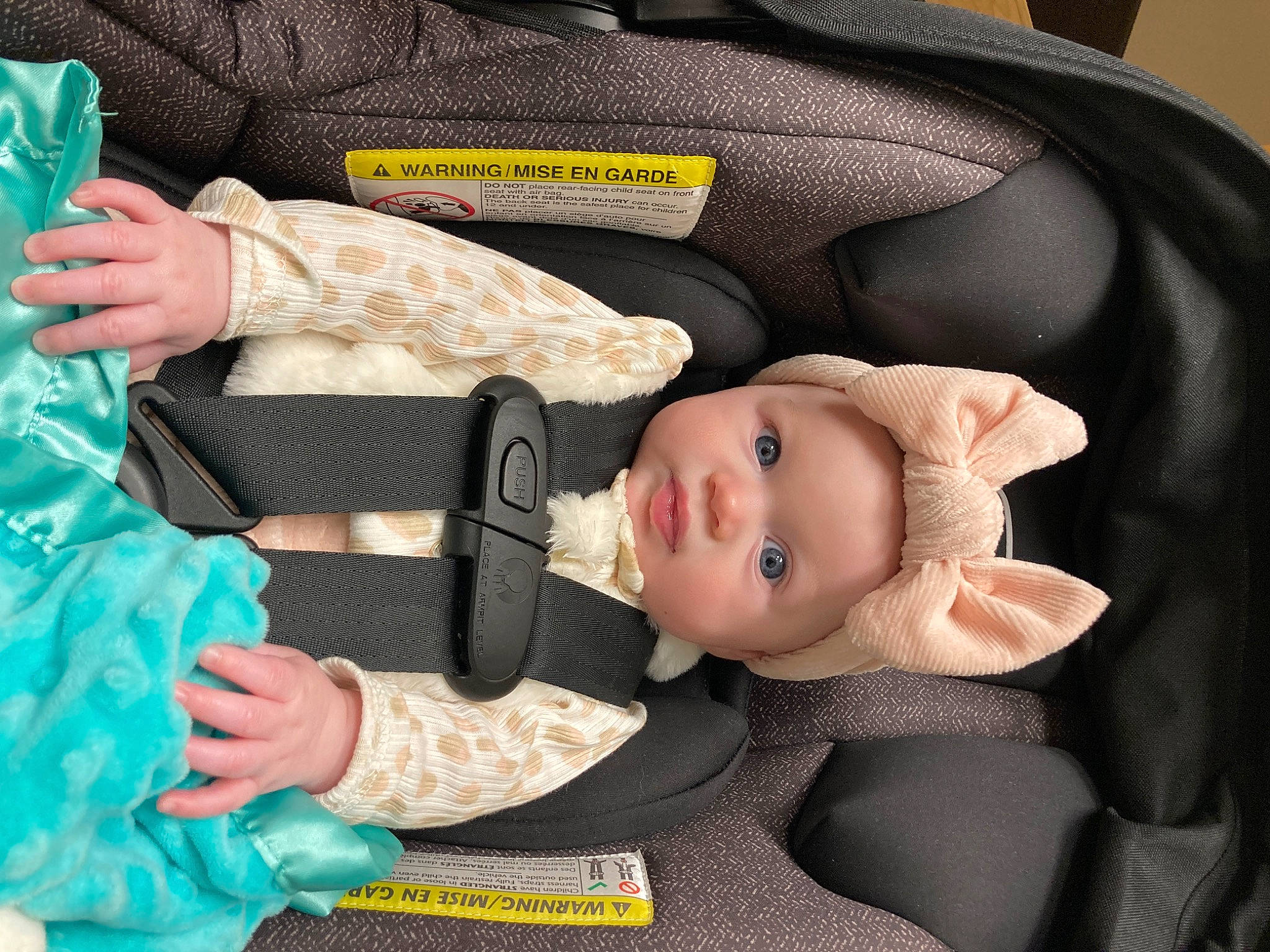 Ayla is registered to the contest to win money with this photo: arm, baby, baby_carriage, baby_products, baby_toddler_clothing, car_seat, cheek, child, comfort, doll, finger, gesture, hand, headwear, nail, person, pink, skin, sleeve, thumb