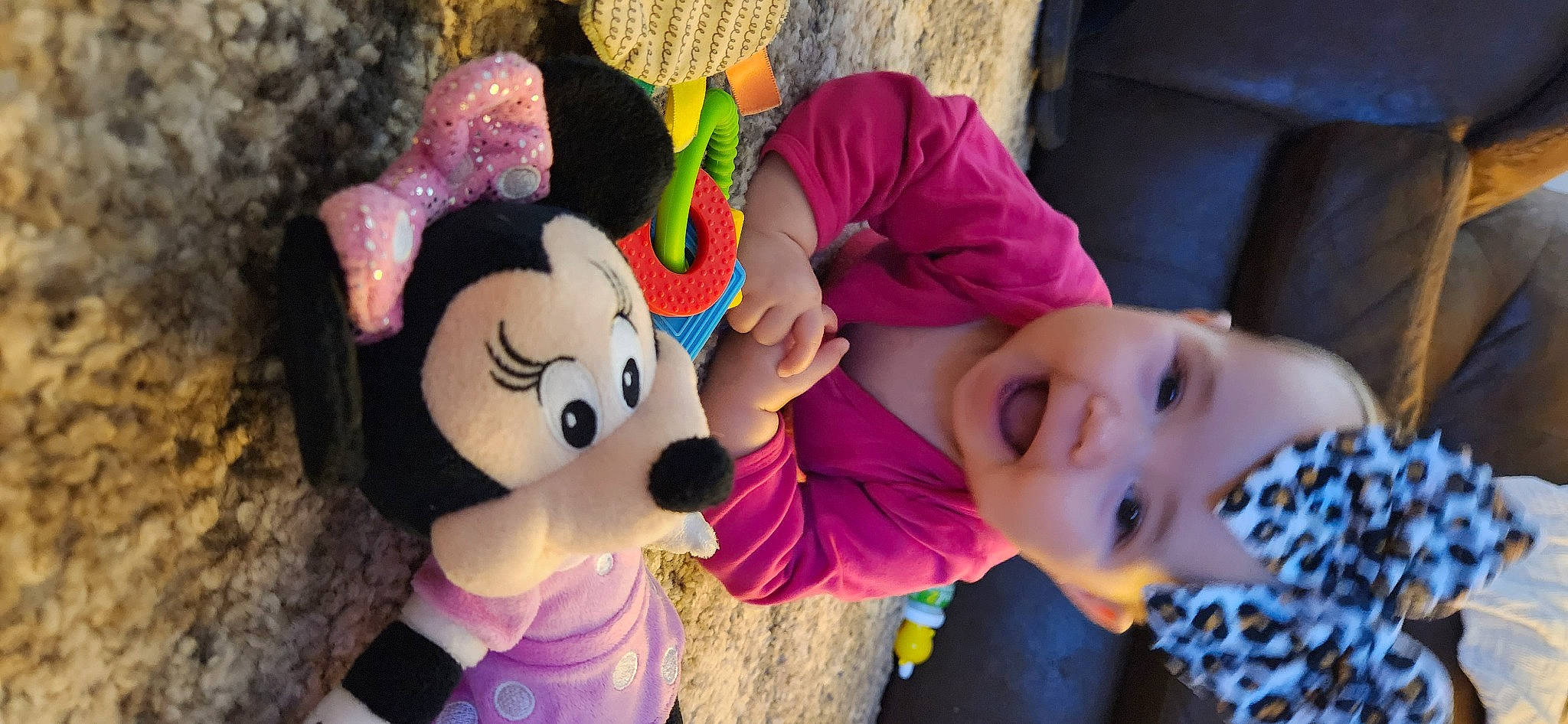 Kayleigh is registered to the contest to win money with this photo: baby, baby_toys, child, event, fun, fur, happy, headwear, human, leisure, magenta, organism, person, pink, plush, purple, room, stuffed_toy, textile, toddler