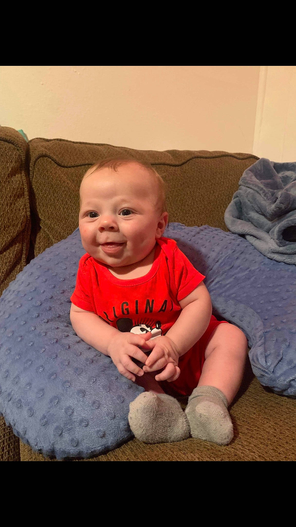 Kaison joined the competition — help win amazing prizes! arm, baby_toddler_clothing, cheek, comfort, couch, eye, face, facial_expression, flooring, head, iris, leg, nose, organ, person, product, skin, smile, standing, vertebrate