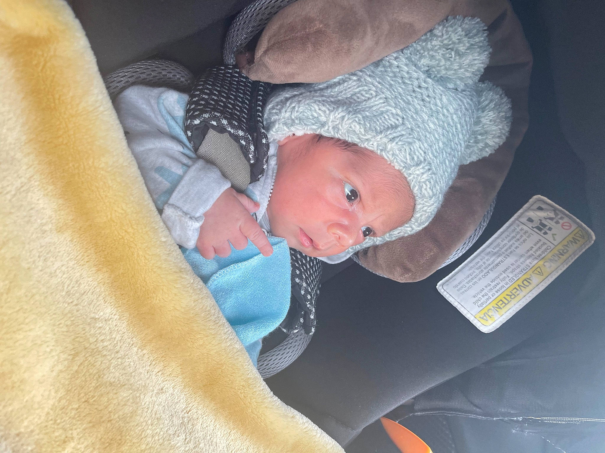 Billy joined the competition — help win amazing prizes! baby, baby_carriage, baby_in_car_seat, baby_products, baby_safety, baby_sleeping, baby_toddler_clothing, beanie, bedtime, car_seat, child, comfort, headwear, knit_cap, lap, linens, nap, person, sitting, sleeve