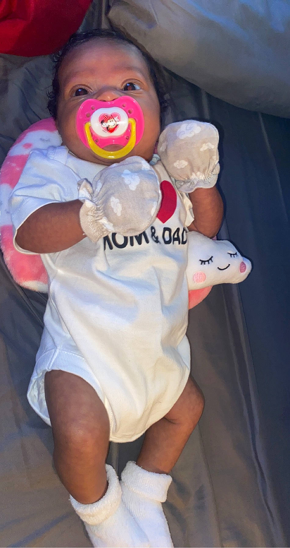 Jaziah is registered to the contest to win money with this photo: arm, child, costume, fun, leg, person, smile, stuffed_toy, thigh, toddler