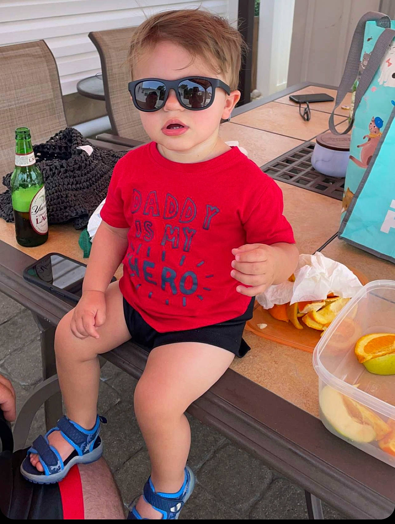 Luchiano is registered to the contest to win money with this photo: baby_toddler_clothing, child, cool, eyewear, fun, glasses, goggles, hairstyle, knee, leisure, people, person, shoe, shorts, sleeve, summer, sunglasses, t_shirt, thigh, toddler