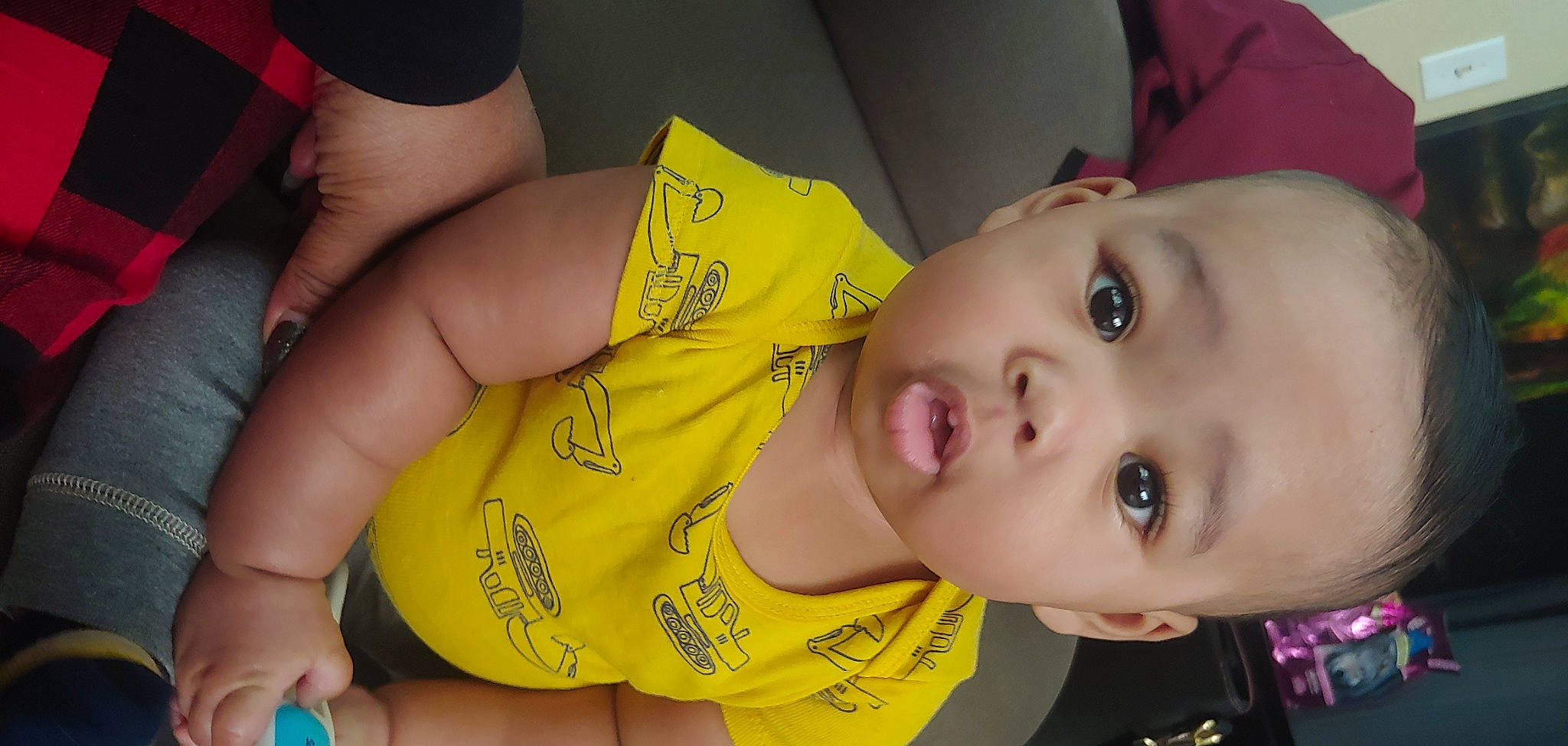 Monta is registered to the contest to win money with this photo: baby, baby_toddler_clothing, cheek, chest, ear, eyebrow, eyelash, fun, happy, human_leg, iris, lip, mouth, nail, neck, nose, person, skin, thigh, toddler