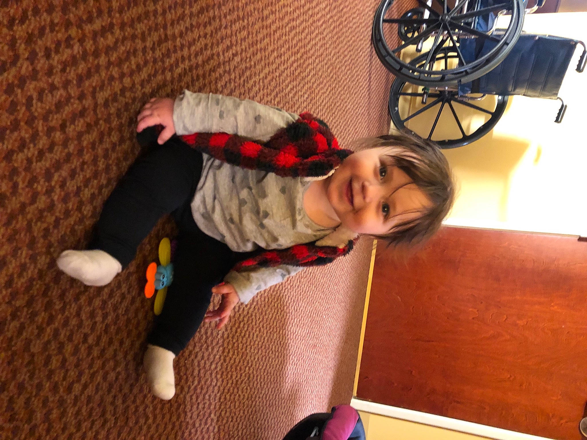 Addisyn joined the competition — help win amazing prizes! automotive_tire, automotive_wheel_system, bicycle_part, bicycle_tire, bicycle_wheel, child, comfort, flooring, fun, human_leg, joy, person, rim, sitting, smile, sneakers, sock, spoke, tire, toddler
