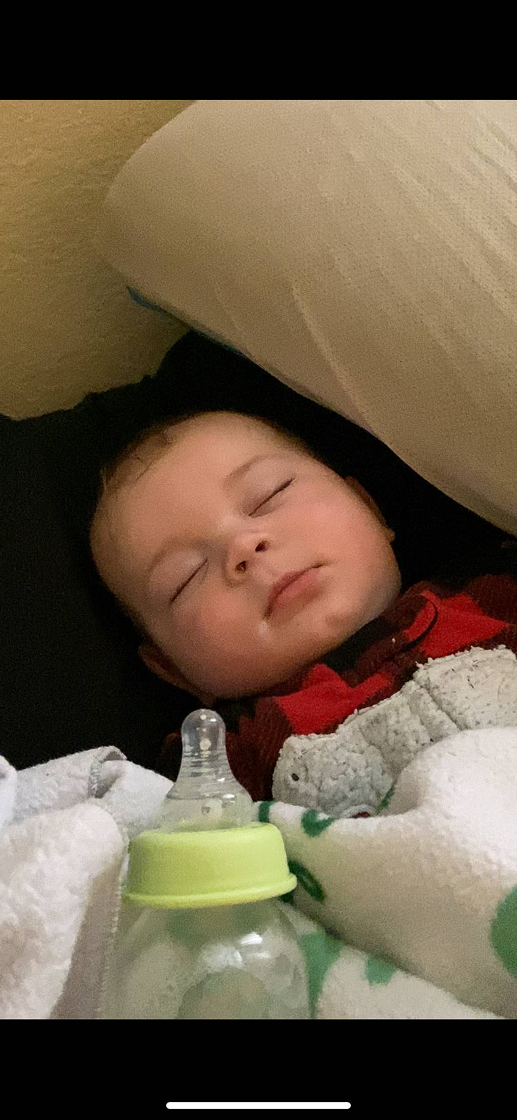 Oliver joined the competition — help win amazing prizes! baby, baby_bottle, bottle, bottle_cap, cheek, child, comfort, drinkware, eyebrow, fun, happy, linens, mouth, nose, person, plastic_bottle, room, skin, smile, toddler