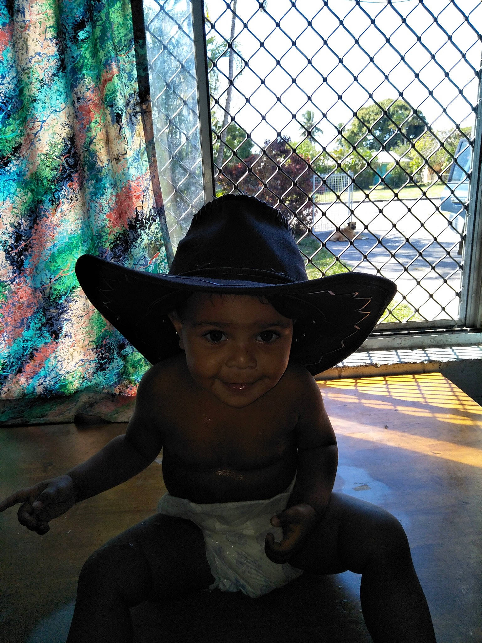 Jaylene joined the competition — help win amazing prizes! child, fashion_accessory, fedora, fun, hat, headgear, joy, person, sitting, smile, sun_hat, toddler, under_exposed, vacation